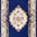 Decorative rug with floral pattern and ornate border on a blue background