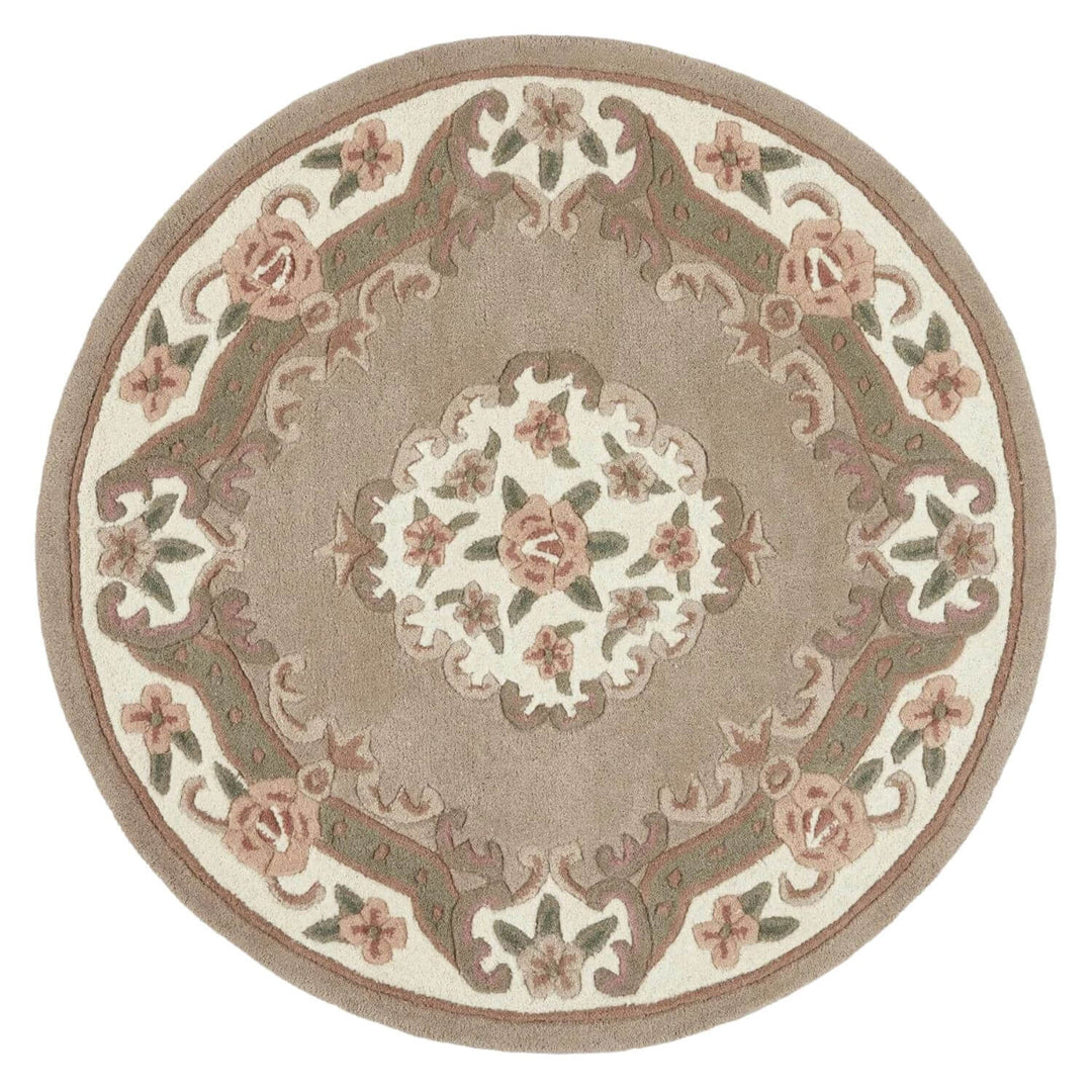 Round rug with floral pattern on a white background