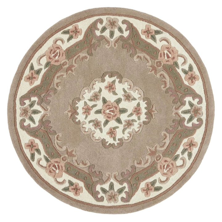 Round rug with floral pattern on a white background