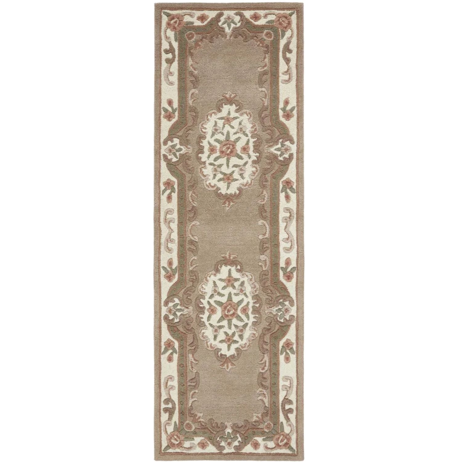 Decorative rug with intricate patterns on a white background