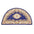 Decorative half-moon rug with floral and geometric patterns on a white background