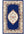 Decorative rug with floral pattern and border on a blue background
