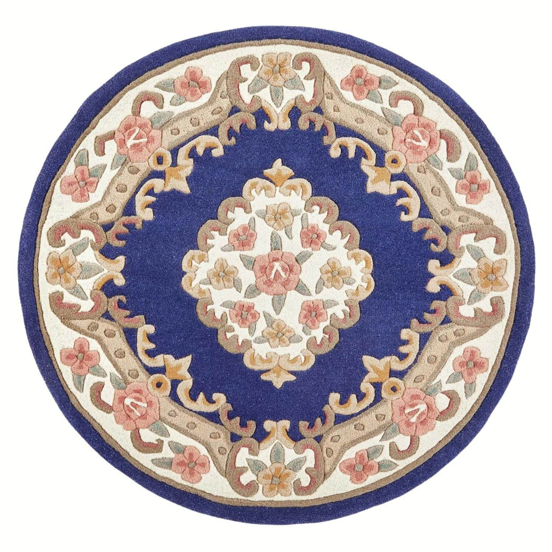 Decorative round rug with floral patterns on a white background