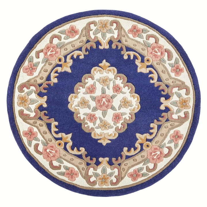 Decorative round rug with floral patterns on a white background