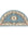 Decorative half-circle rug with floral patterns on a white background
