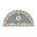 Decorative half-circle rug with floral patterns on a white background