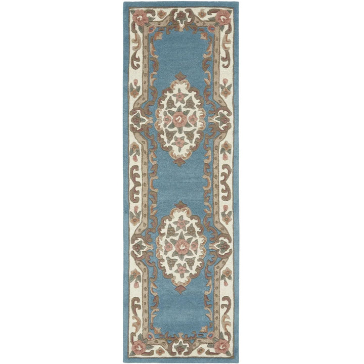 Decorative rug with intricate patterns on a white background