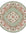 Round decorative rug with floral patterns on a light green background
