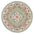 Round decorative rug with floral patterns on a light green background