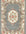 Decorative rug with floral patterns and a central medallion on a gray background
