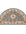 Decorative half-moon rug with floral and geometric patterns on a white background