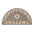 Decorative half-moon rug with floral and geometric patterns on a white background