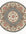 Round decorative rug with floral patterns on a white background