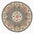Round decorative rug with floral patterns on a white background