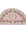Decorative pink half-moon rug with floral patterns on a white background