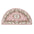 Decorative pink half-moon rug with floral patterns on a white background