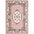 Decorative pink rug with floral patterns on a white background