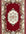 Decorative rug with floral patterns on a red background