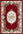 Decorative rug with floral patterns on a red background