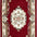 Decorative rug with floral patterns on a red background