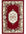 Decorative rug with floral pattern on a red background