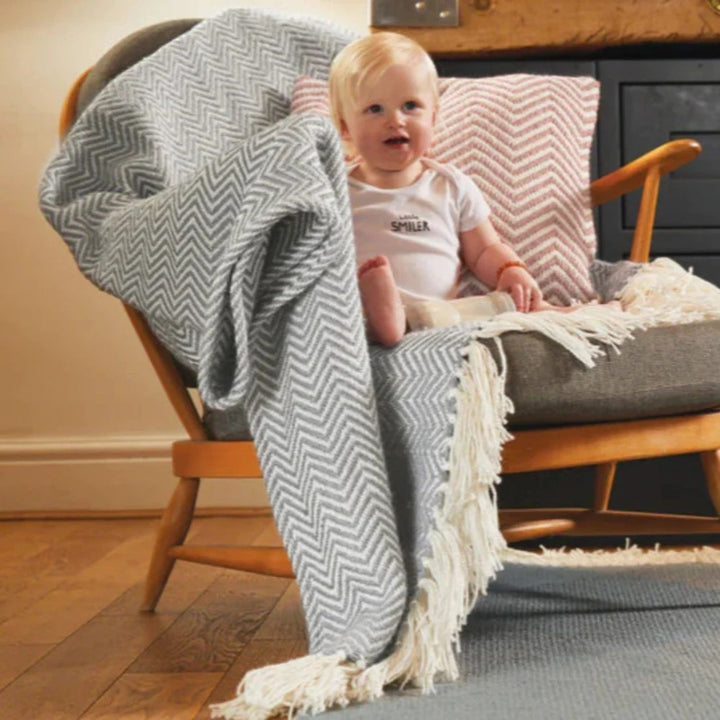 Herringbone Design Woven Throw | Sustainable | The Rugs