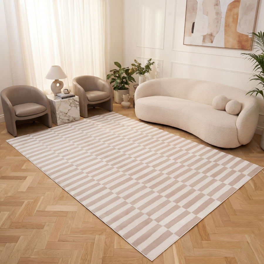 The Rugs Loft Striped Beige Rug - Quality Comfort & Style