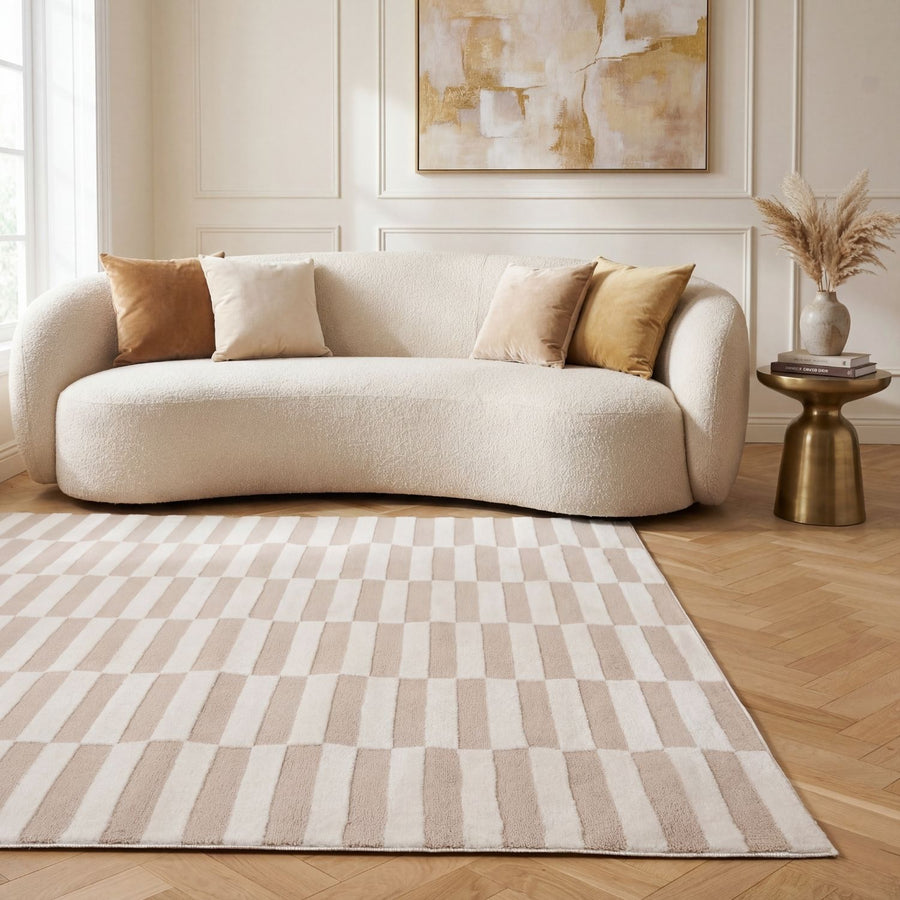 The Rugs Loft Striped Beige Rug - Quality Comfort & Style