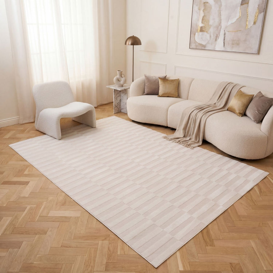 The Rugs Loft Striped Cream Rug - Quality Comfort & Style