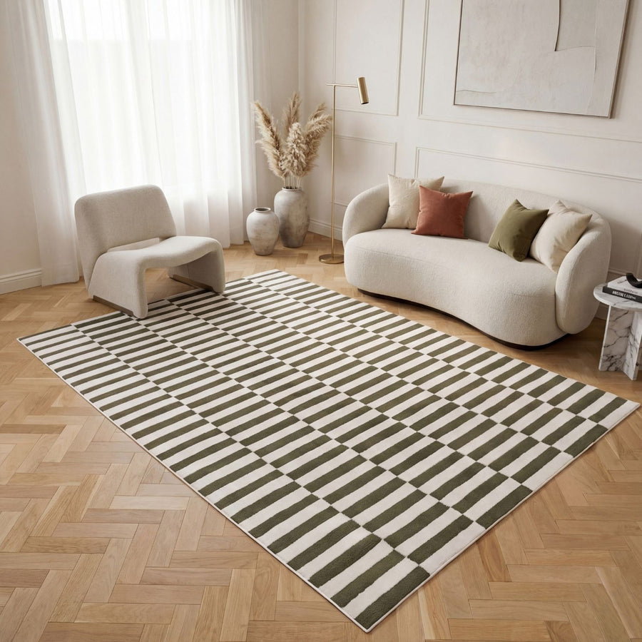 The Rugs Loft Striped Green Rug - Quality Comfort & Style