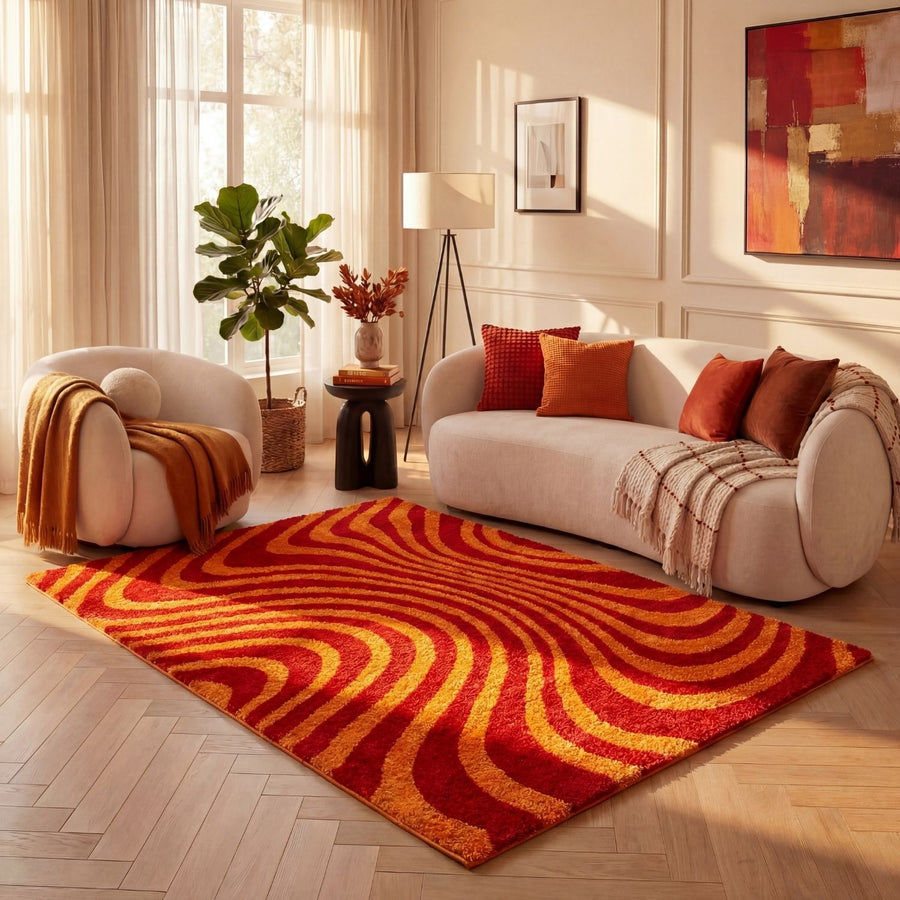 The Rugs Joli Striped Red Orange Rug - Quality Comfort Style