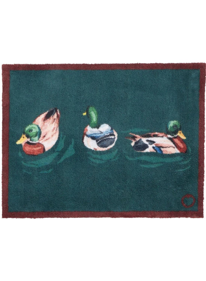 Swimming Ducks mat teal washable, ultra-absorbent, non-slip.