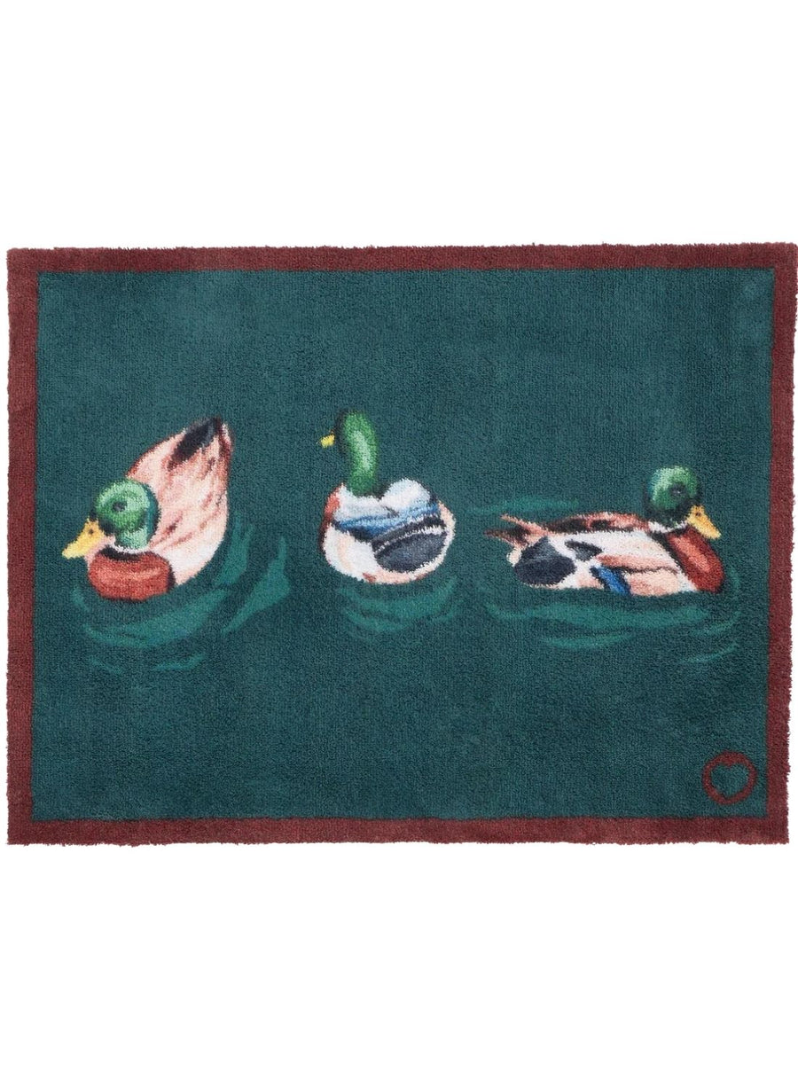 Swimming Ducks mat teal washable, ultra-absorbent, non-slip.
