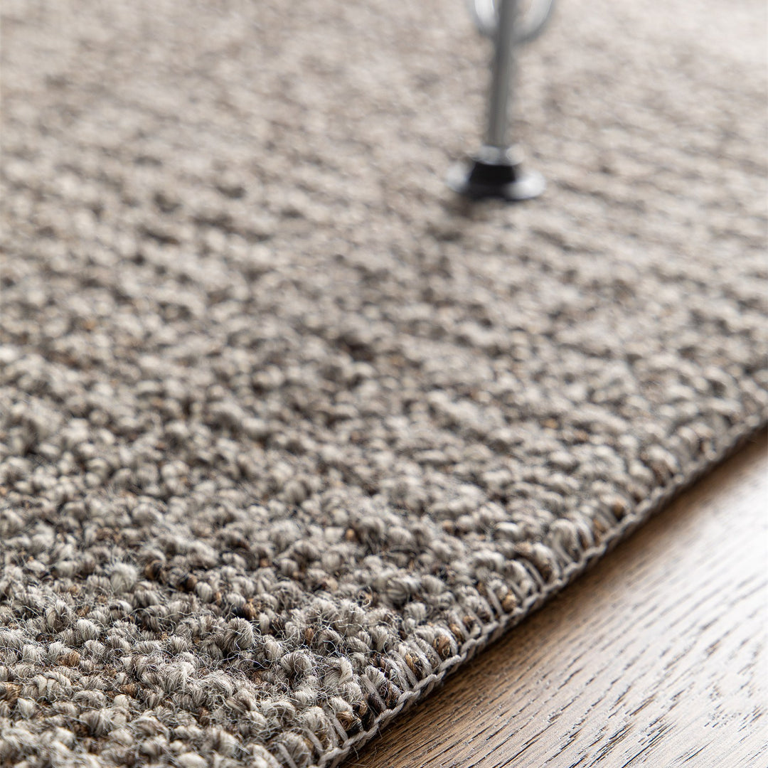 Dune Boucle taupe textured rug, close-up of the knobbly texture | The Rugs