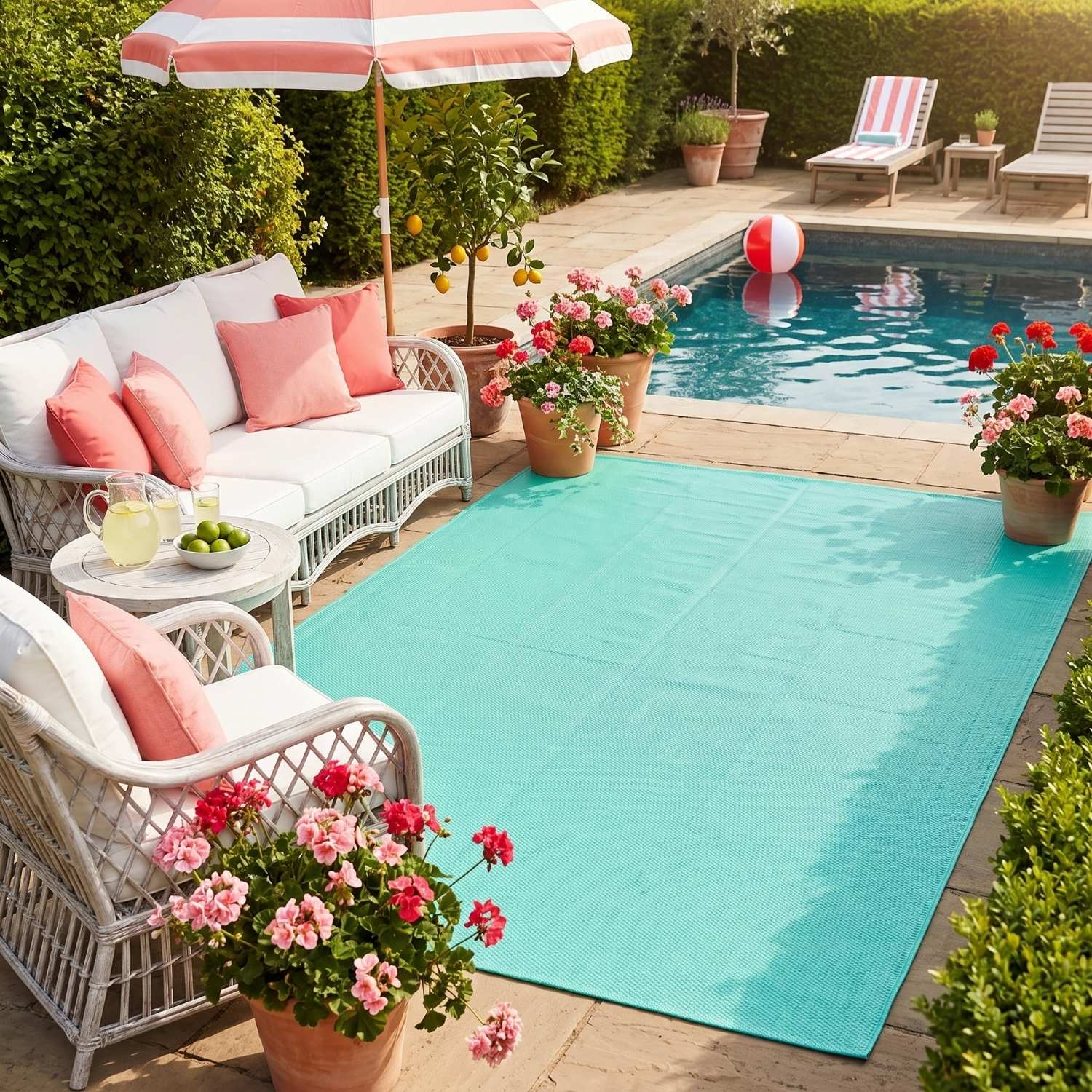 Urban Outdoor Rug Turquoise | Stylish Patio Decor | The Rugs