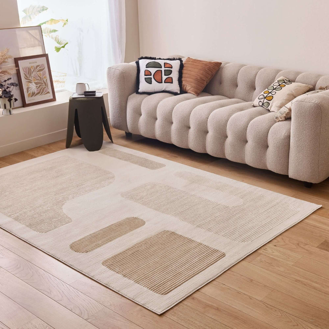 The Rugs Modern Living Room Rug - Abstract Design Vista Rug in Beige