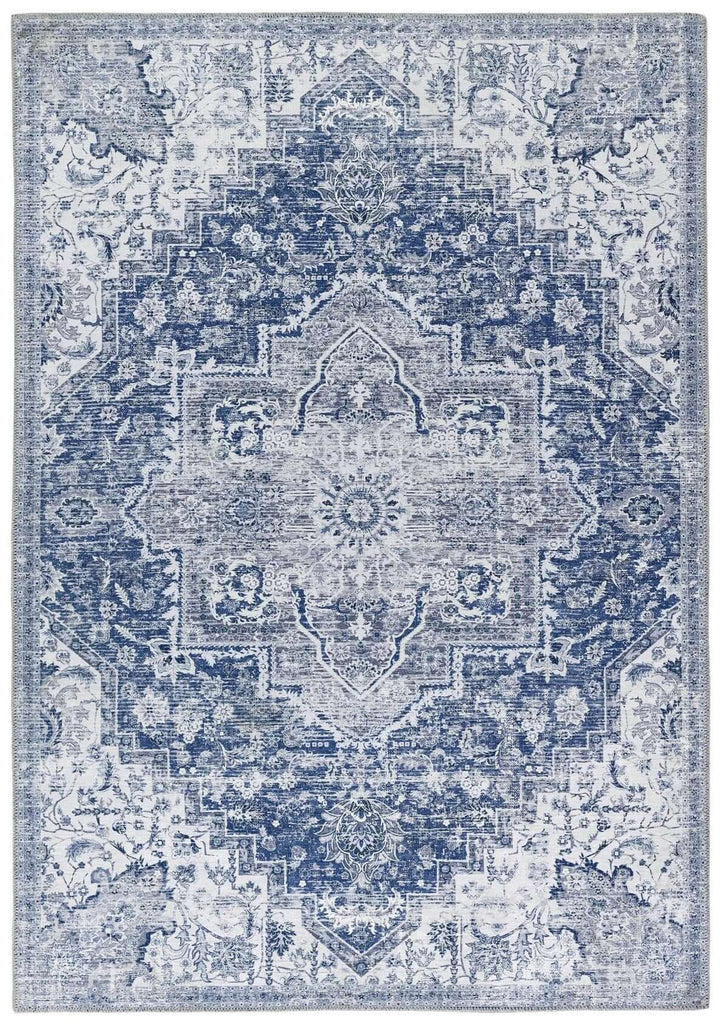 Washable Vintage Blue Rug