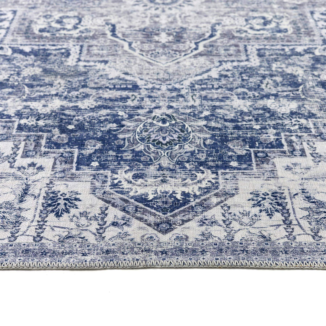 Washable Vintage Blue Rug