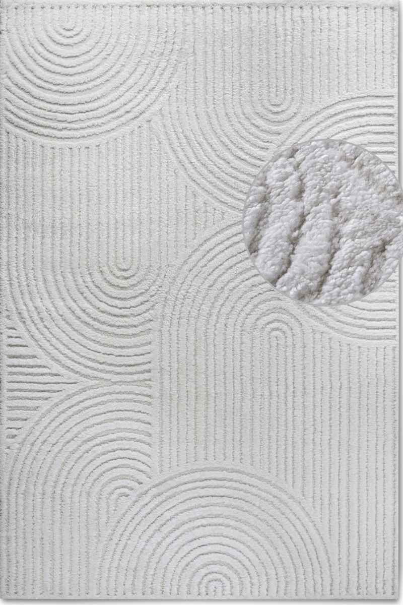 Raised Pattern White Rug The Rugs High Pile White Rug Chappe - Soft Comfort Style