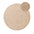 Round beige rug with a textured circular mat on a white background