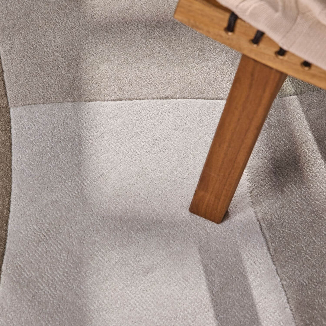 Wool Rug Clarissa Beige Grey Abstract design rug, high-low textured pile, easy to clean. 