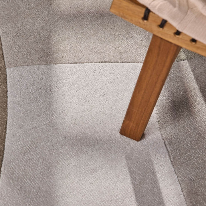 Wool Rug Clarissa Beige Grey Abstract design rug, high-low textured pile, easy to clean. 