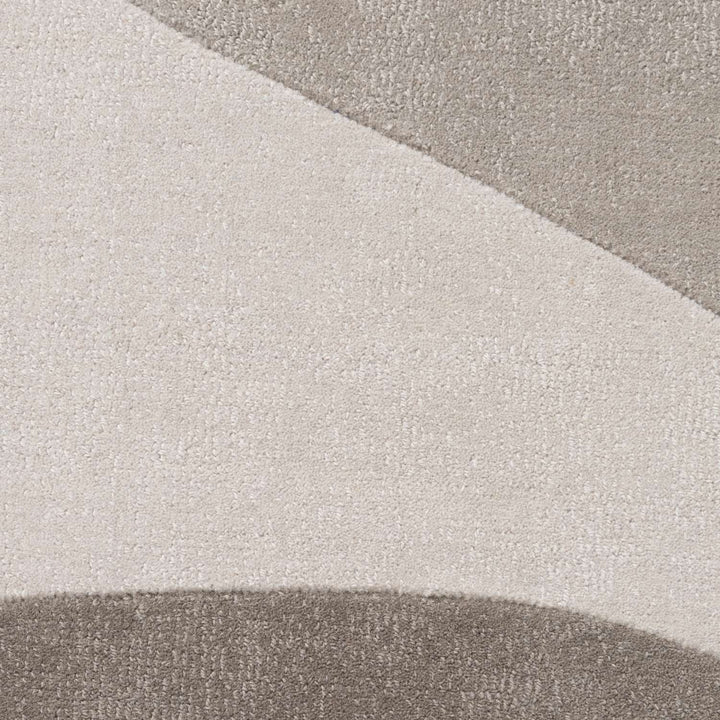 Wool Rug Clarissa Beige Grey Abstract design rug, high-low textured pile, easy to clean. 
