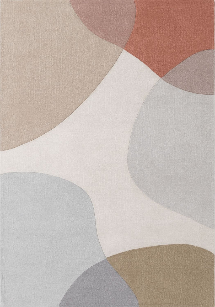 Wool Rug Clarissa Blue Multicolor, High-Low design, underfloor heating, easy to clean.