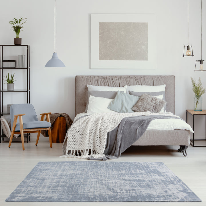 Carina Collection Modern Washable Rugs in Blue | 6923