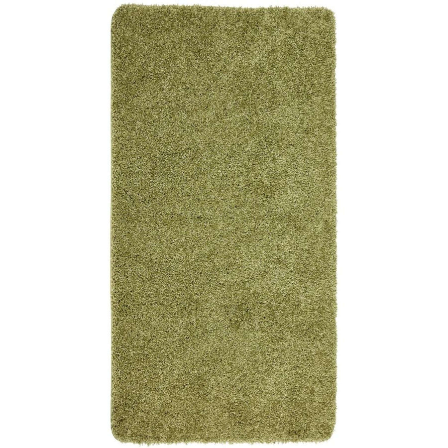 Washable Olive Green Shaggy Rug