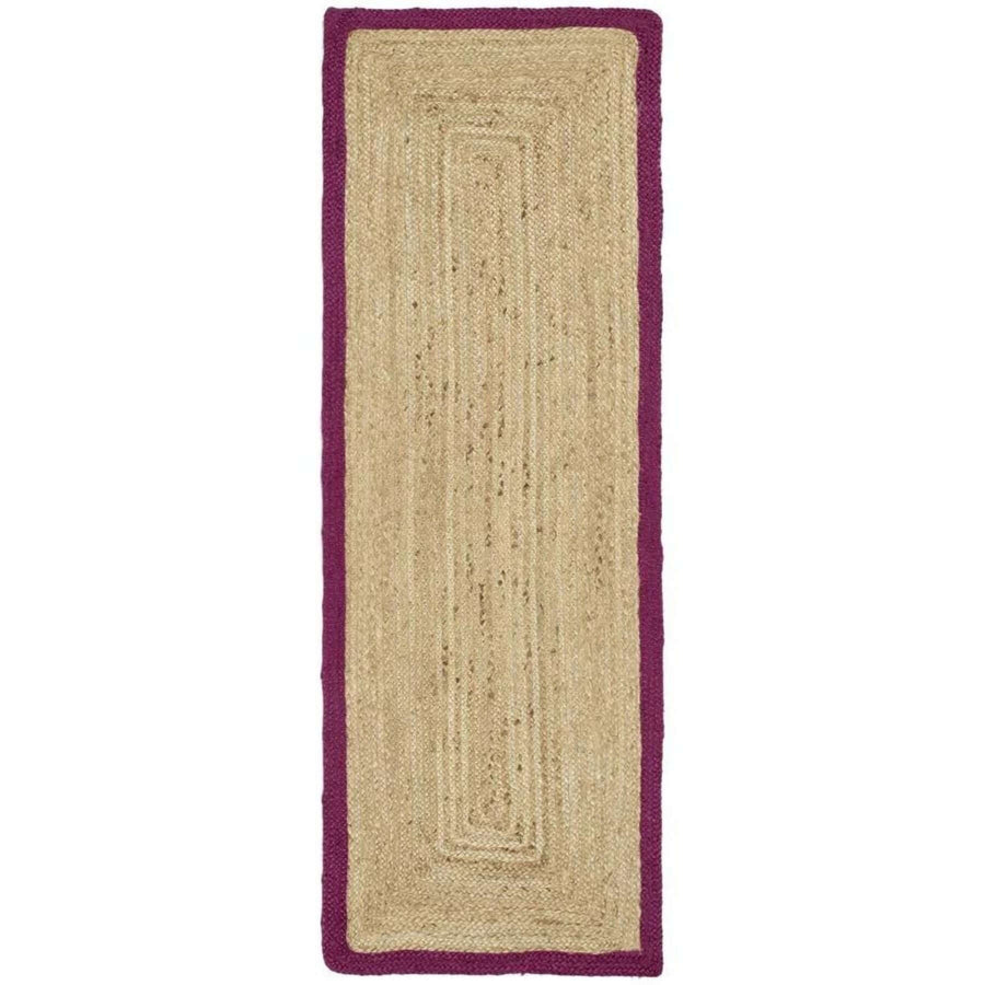 Bordered Raspberry Jute Rug