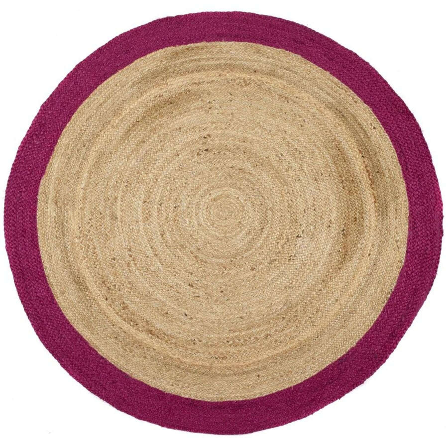 Bordered Raspberry Jute Rug