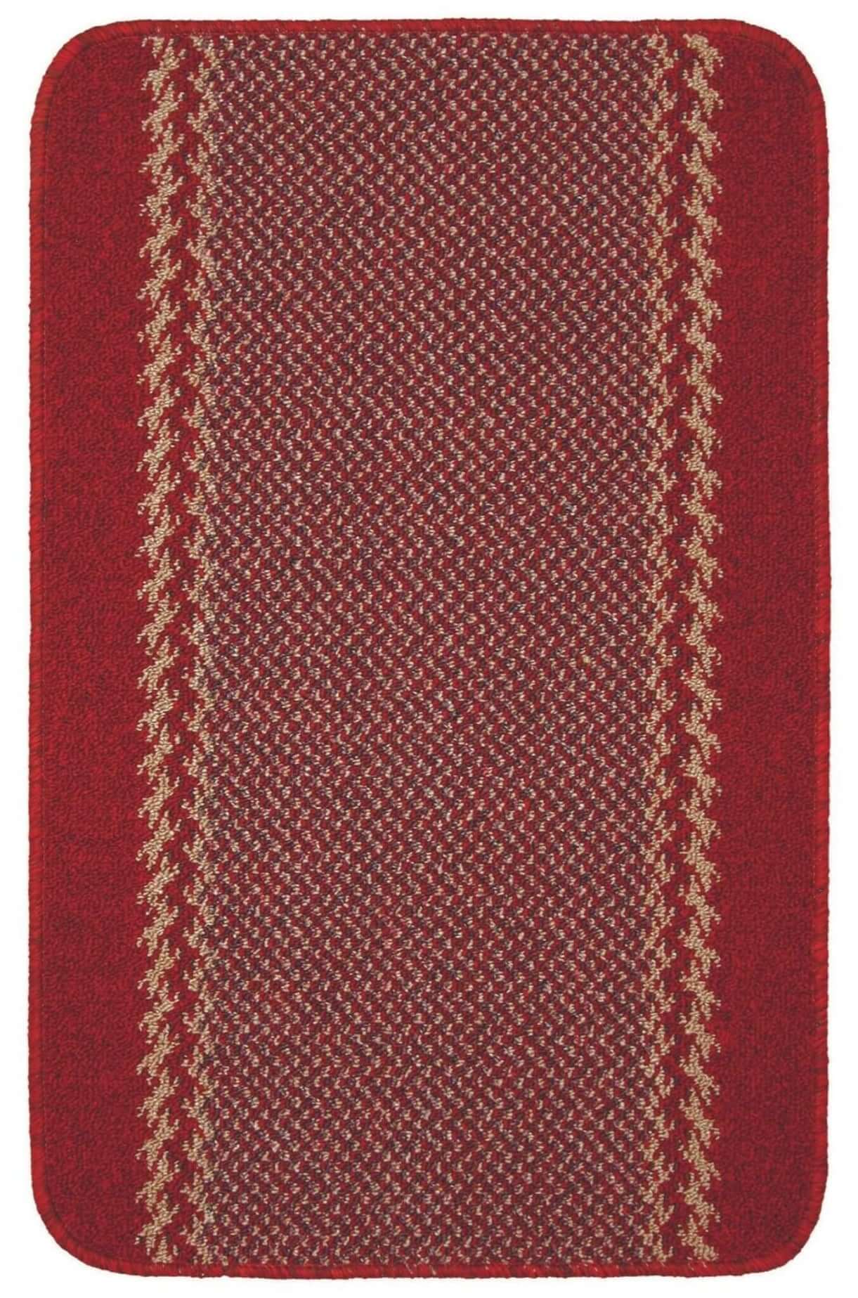 Machine Washable Red Design Mats | Bordered Line | The Rugs