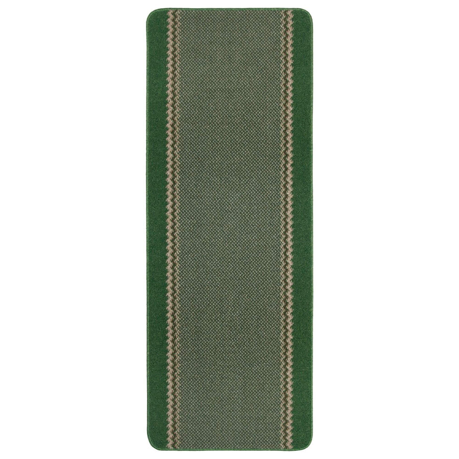 Machine Washable Design Mats Bordered Line Design Green | The Rugs